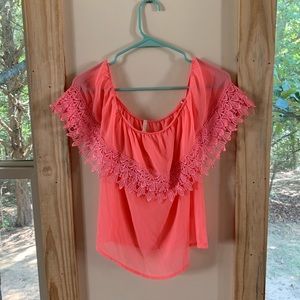 Sheer off the Shoulder Semi Crop Top